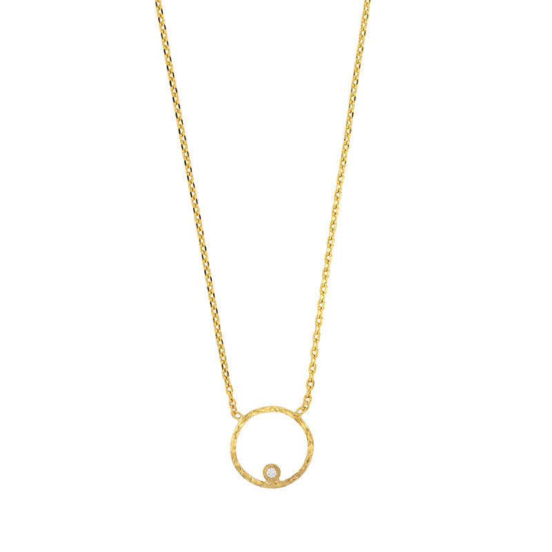 Diamond-Cut Circle  Gold Pendant Necklace