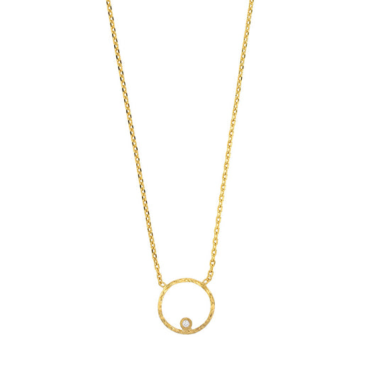 Diamond-Cut Circle  Gold Pendant Necklace