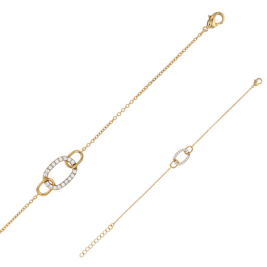 Gold-plated bracelet featuring 3 oval links