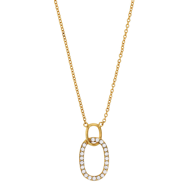 Gold-plated necklace featuring 2 oval links