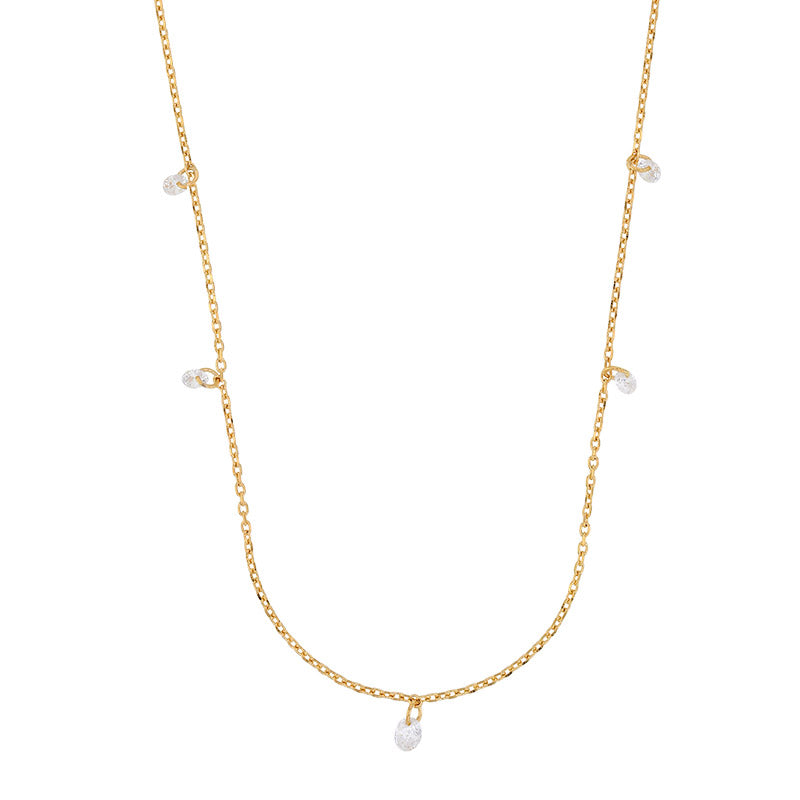 Gold-plated necklace with cubic zirconia