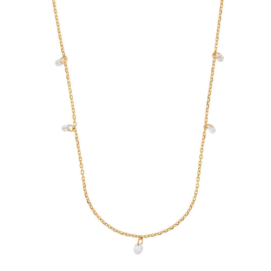 Gold-plated necklace with cubic zirconia