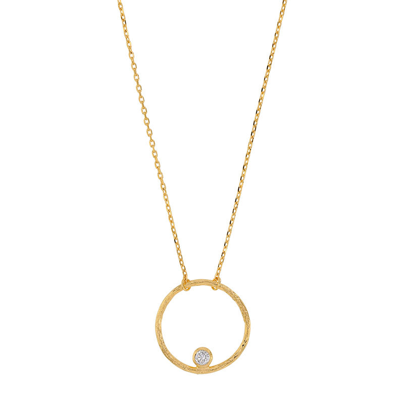 Gold-plated necklace with circle pendant set