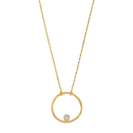 Gold-plated necklace with circle pendant set