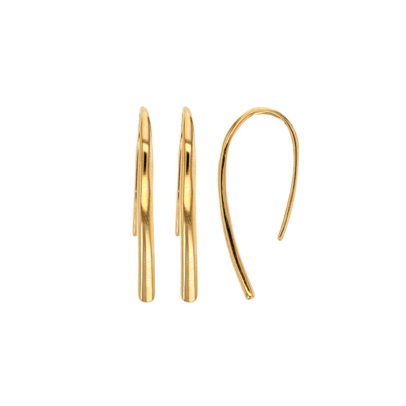 Gold-plated pull-through drop earrings