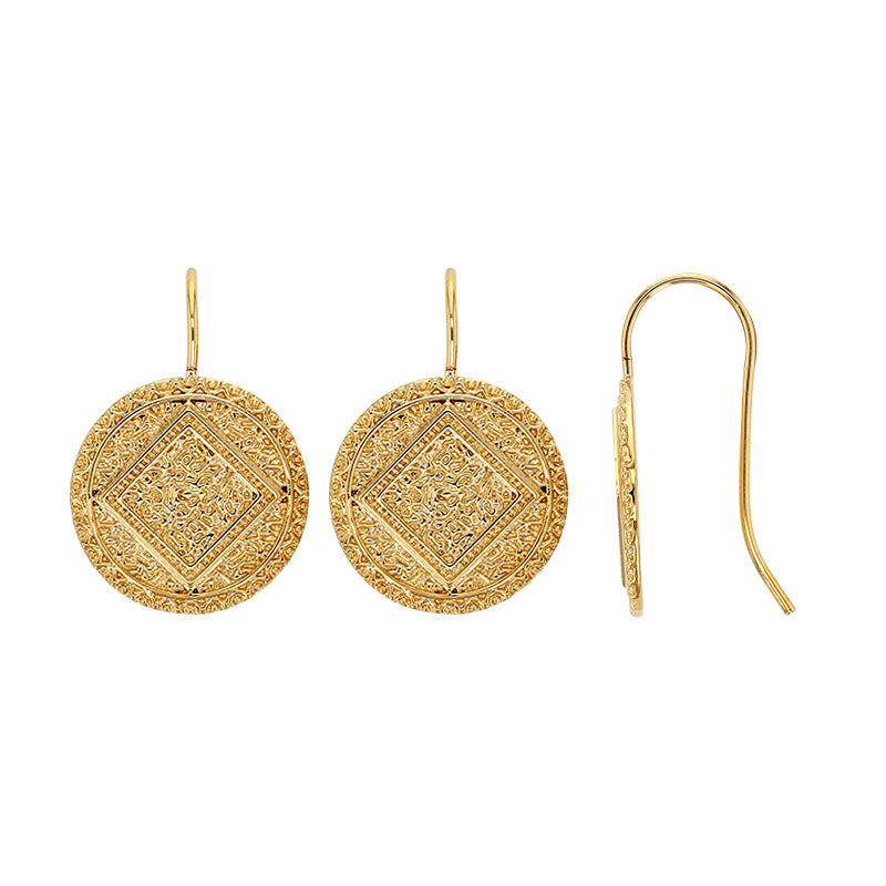 Gold-plated pull through earrings