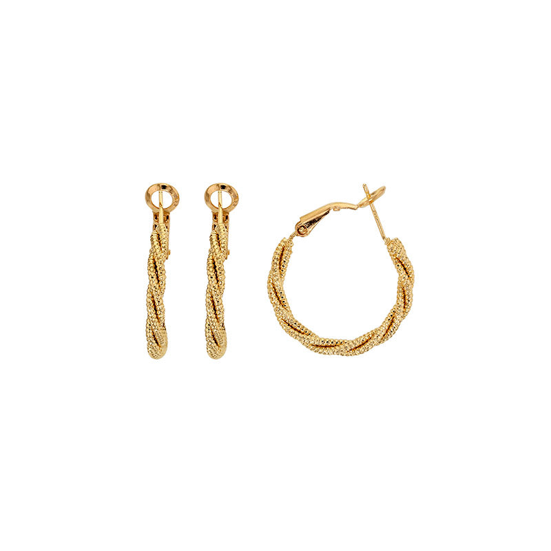 Gold-plated twisted creole hoop earrings