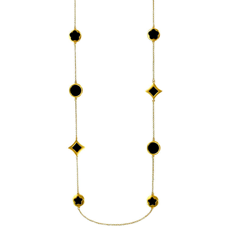 Long Gold-Coloured Motifs Set Necklace