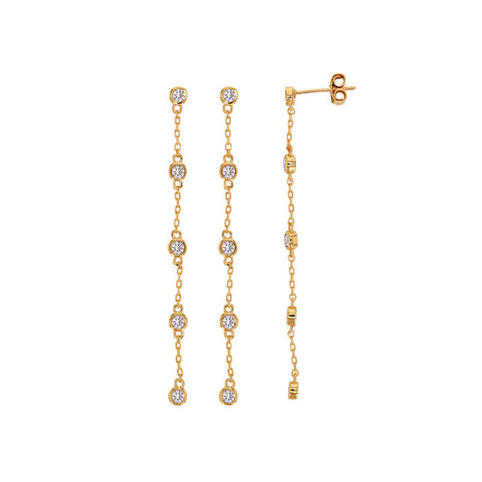 Long gold-plated drop earrings