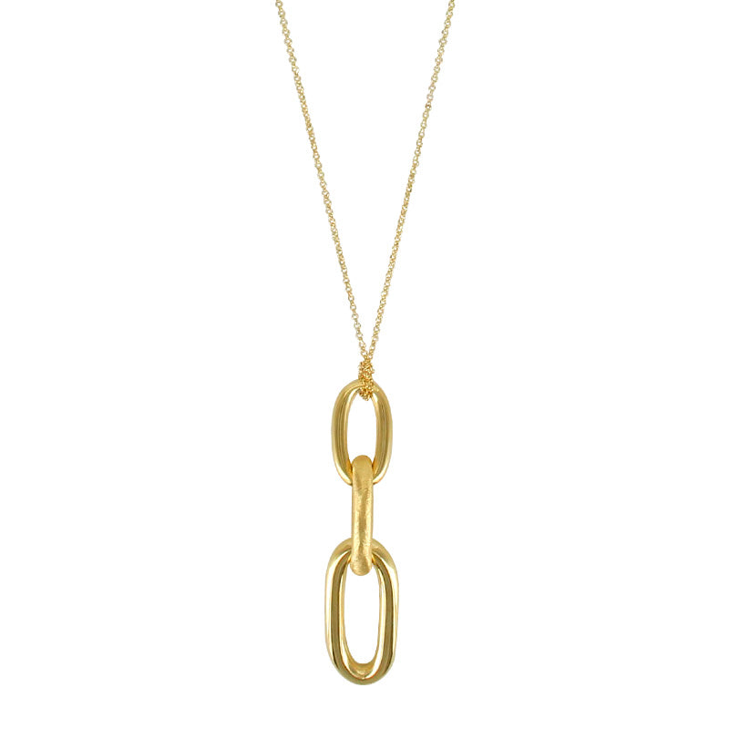 Long Necklace Gold Pendant With Smooth Finish