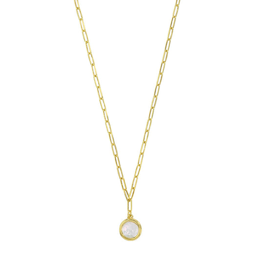 Round-Coloured Silver With Pearl Pendant