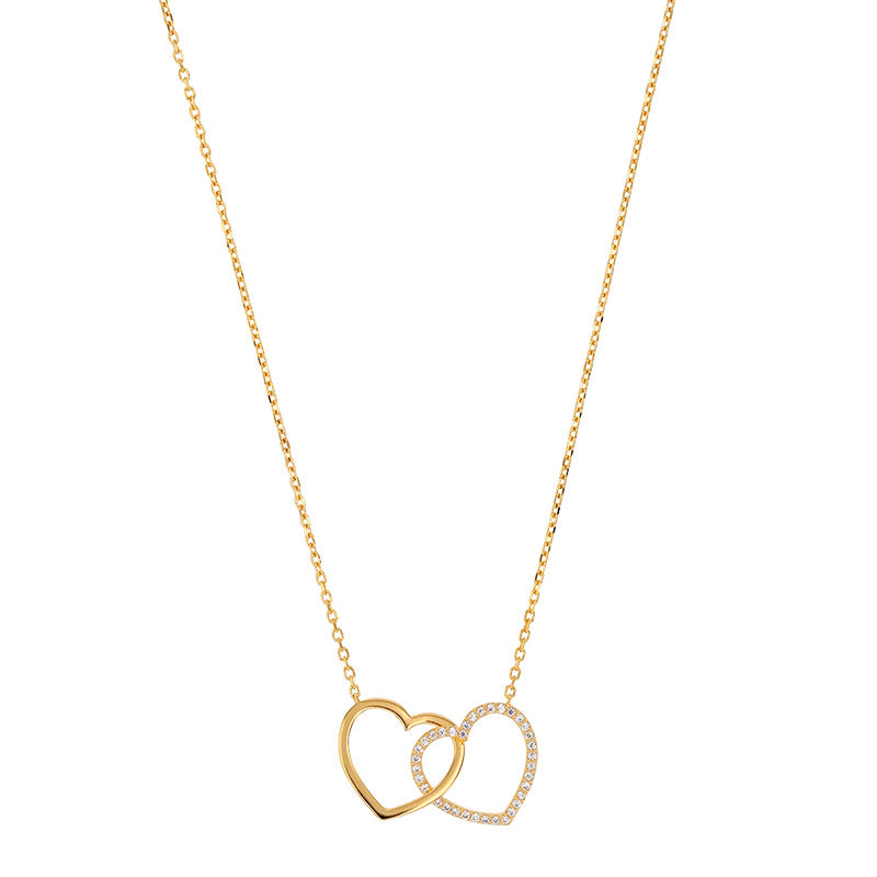 Necklace Heart Gold-plated and Cubic zirconia