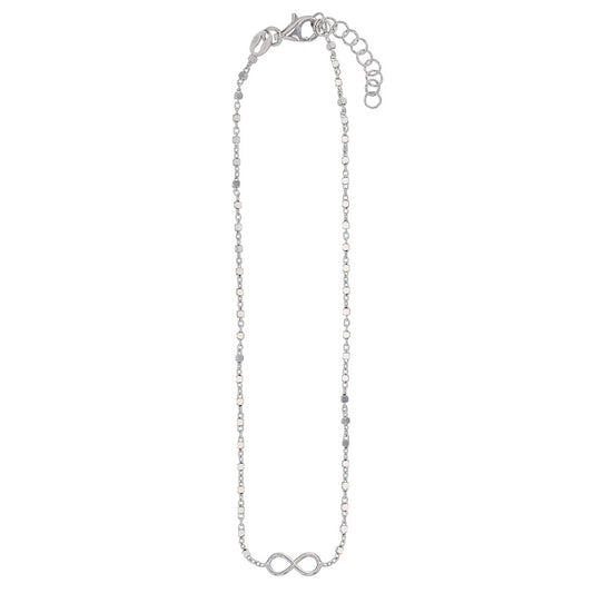 Rhodium Plated Sterling Silver Ankle Chain