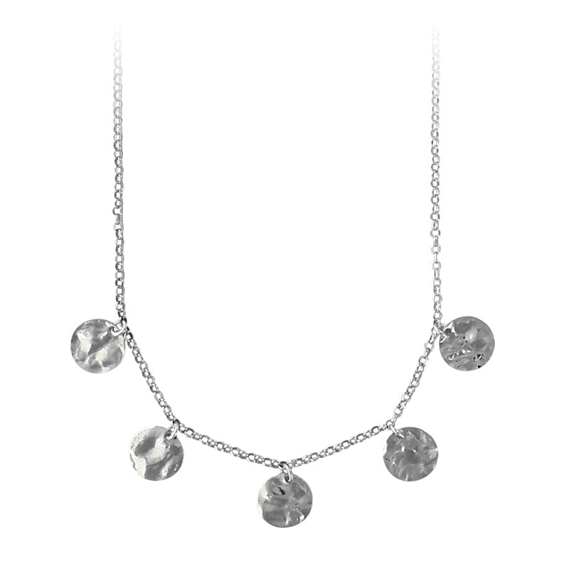 Featuring 5 Hammered Finish Silver Necklace