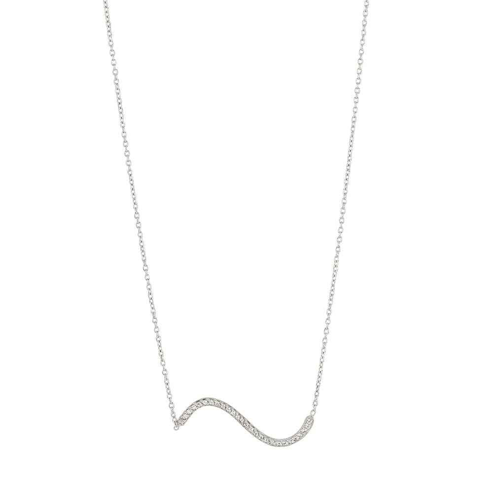 Rhodium plated sterling silver necklace with cubic zirconia set