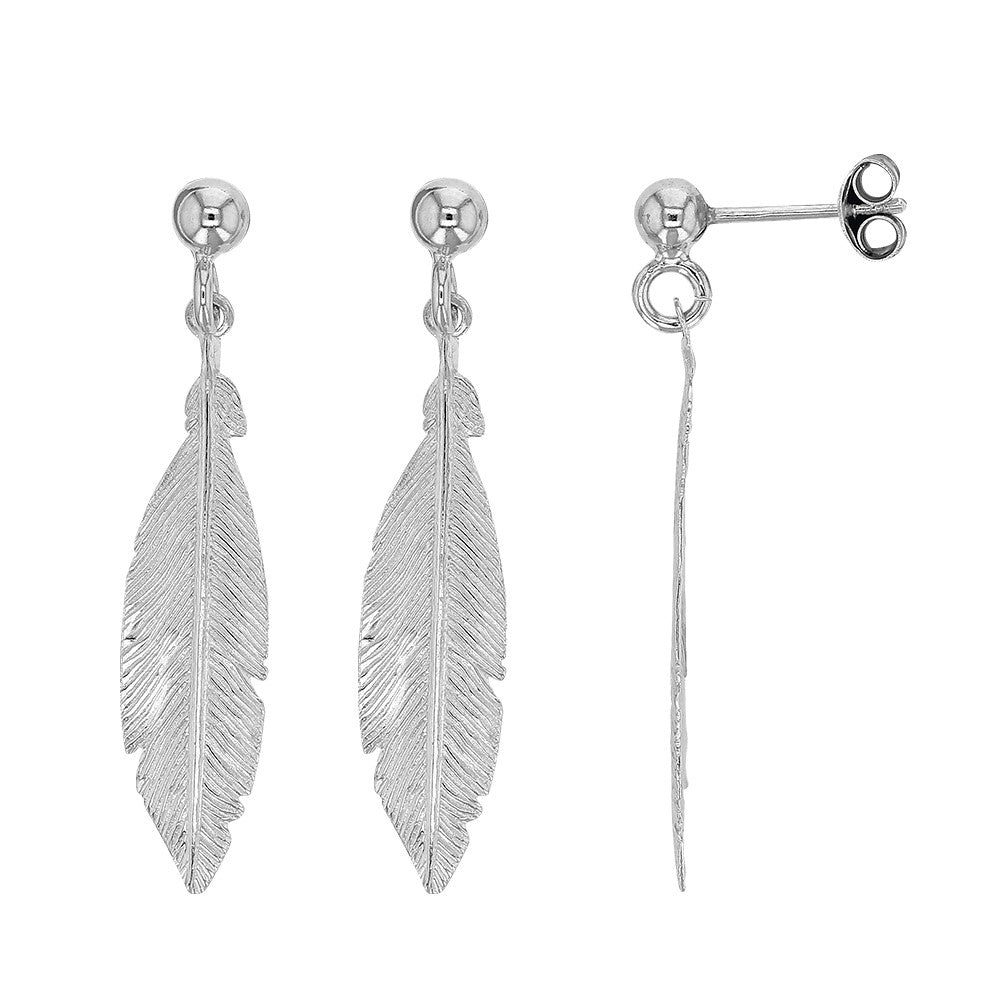 Sterling silver feather earrings