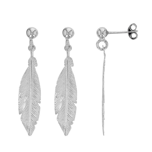 Sterling silver feather earrings