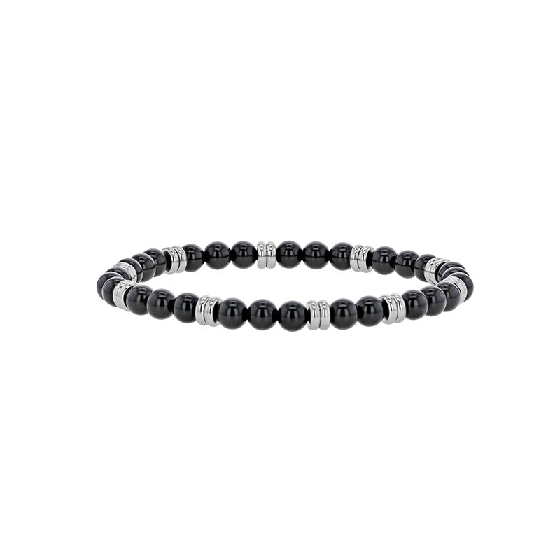 Stretch bracelet with black agate beads